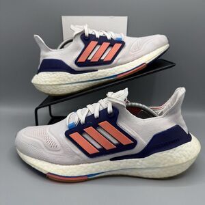Adidas Ultraboost 22 Shoes Women's 8 White Indigo Athletic Running Sneakers